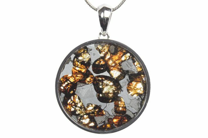 Sericho Pallasite Round Meteorite Pendant - Kenya #351399